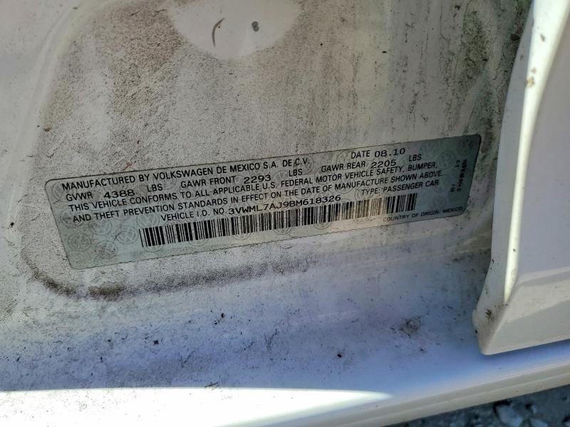 50450606 :رقم المزاد ، 3VWML7AJ9BM618326 vin ، 2011 Volkswagen Jetta مزاد بيع