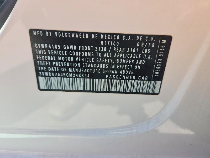 Продажа на аукционе авто 2016 Volkswagen Jetta, vin: 3VWD67AJ5GM248894, номер лота: 51314246
