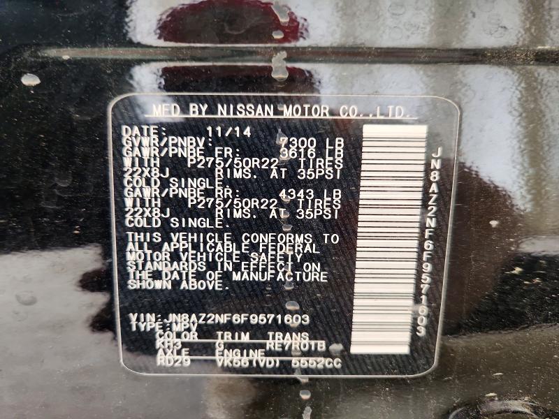 Aukcja sprzedaży 2015 Infiniti Qx80, vin: JN8AZ2NF6F9571603, numer aukcji: 48876356