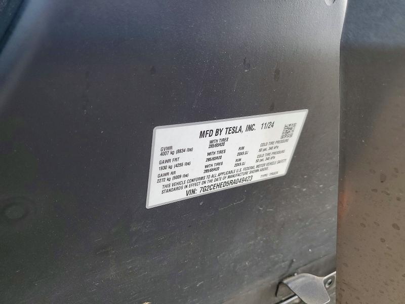50254976 :رقم المزاد ، 7G2CEHED5RA049423 vin ، 2024 Tesla Cybertruck مزاد بيع