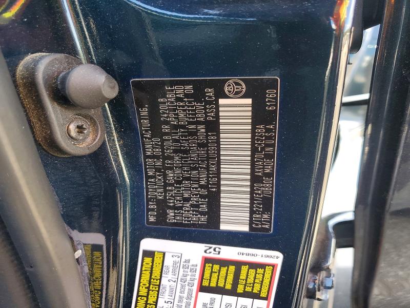 Продажа на аукционе авто 2020 Toyota Camry, vin: 4T1G11AKXLU990181, номер лота: 48635966