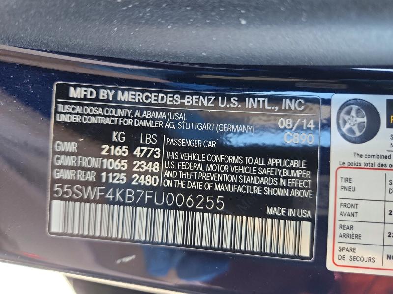 Продажа на аукционе авто 2015 Mercedes-benz C, vin: 55SWF4KB7FU006255, номер лота: 50709636