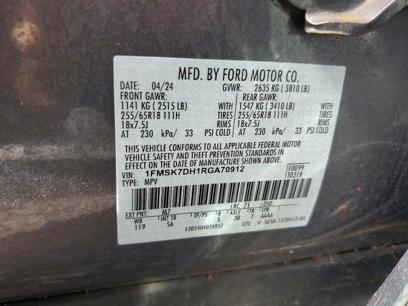 Aukcja sprzedaży 2024 Ford Explorer, vin: 1FMSK7DH1RGA70912, numer aukcji: 47288366