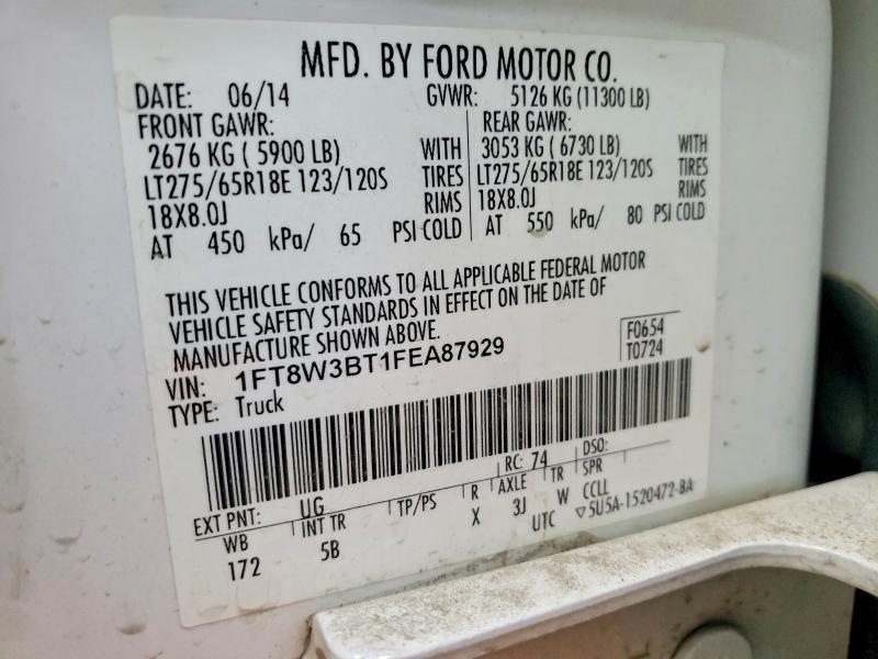 2015 Ford F350 მანქანა იყიდება აუქციონზე, vin: 1FT8W3BT1FEA87929, აუქციონის ნომერი: 50167056