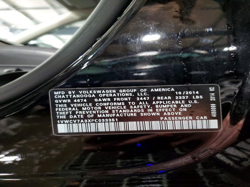 49503686 :رقم المزاد ، 1VWCV7A3XFC033351 vin ، 2015 Volkswagen Passat مزاد بيع