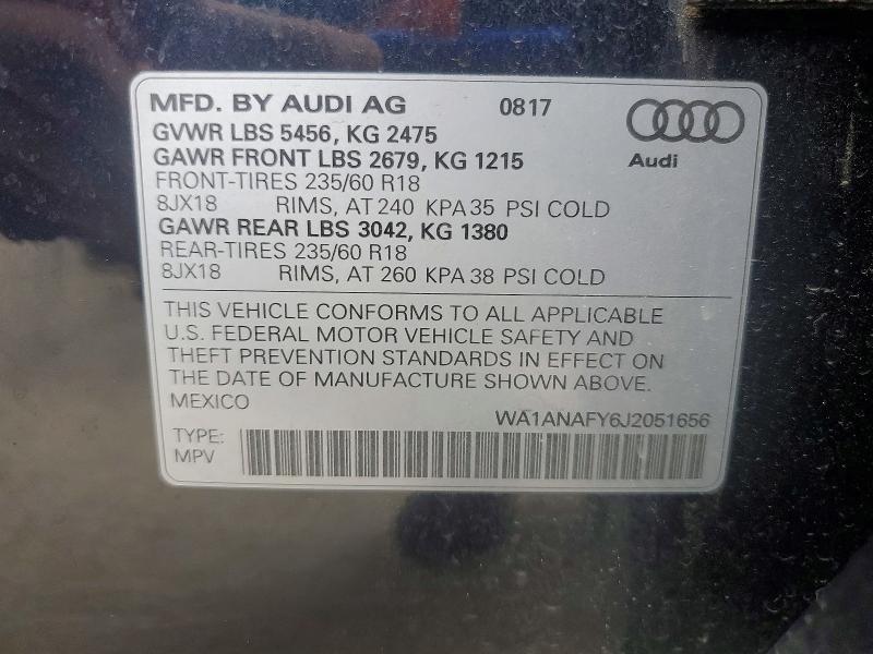 Aukcja sprzedaży 2018 Audi Q5, vin: WA1ANAFY6J2051656, numer aukcji: 48880566