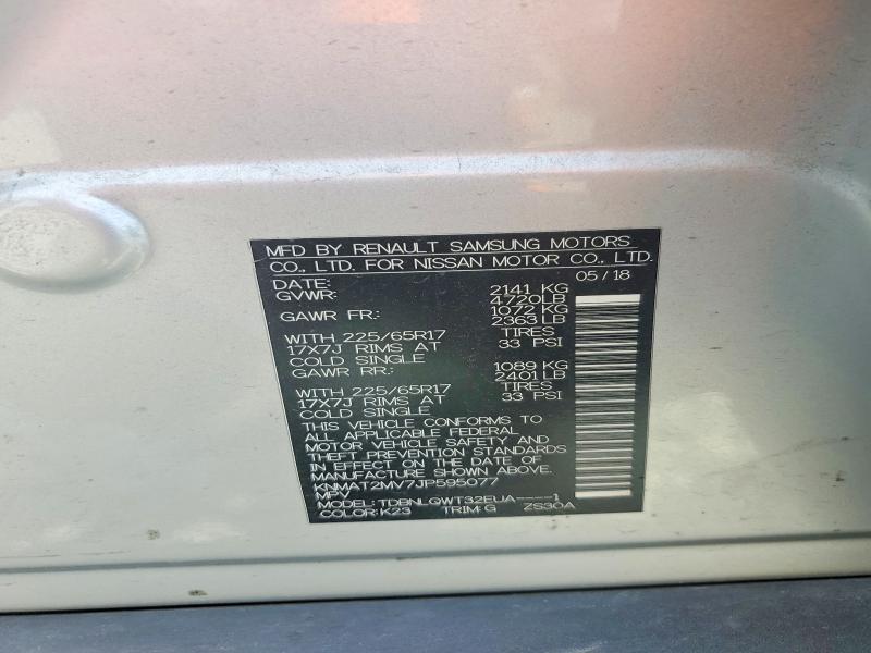 49224176 :رقم المزاد ، KNMAT2MV7JP595077 vin ، 2018 Nissan Rogue مزاد بيع