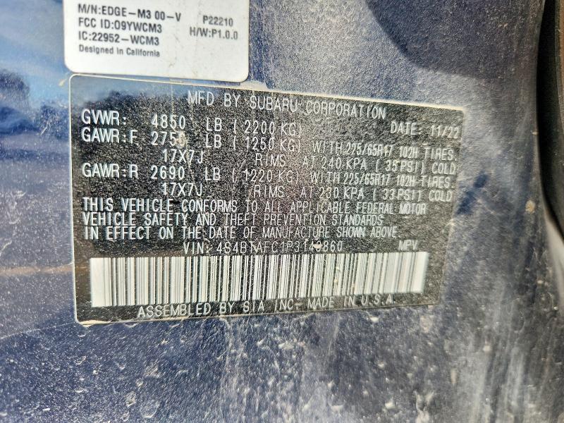 48753696 :رقم المزاد ، 4S4BTAFC1P3143860 vin ، 2023 Subaru Outback مزاد بيع