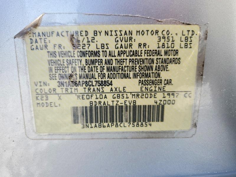 Aukcja sprzedaży 2012 Nissan Sentra, vin: 3N1AB6AP8CL758854, numer aukcji: 50946666