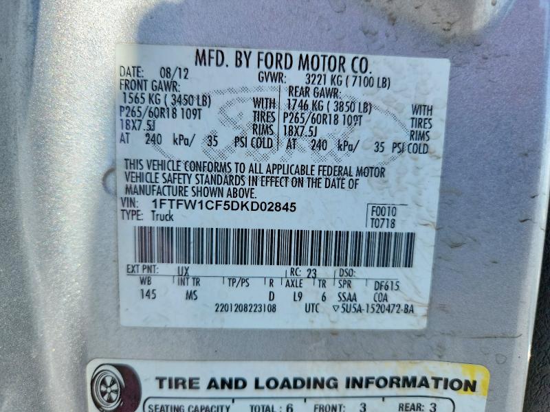 Продаж на аукціоні авто 2013 Ford F150, vin: 1FTFW1CF5DKD02845, номер лоту: 49292366