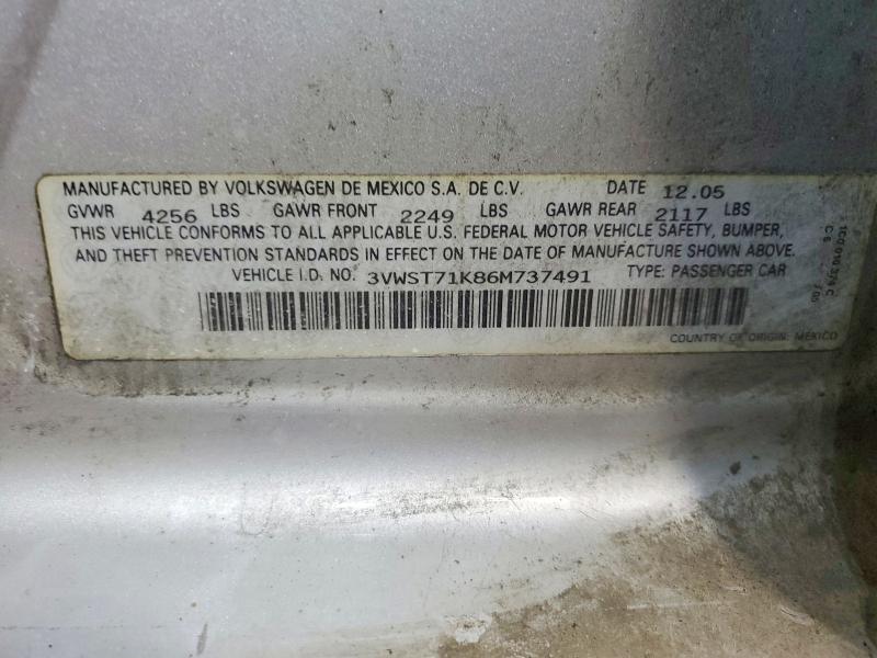 49233866 :رقم المزاد ، 3VWST71K86M737491 vin ، 2006 Volkswagen Jetta مزاد بيع