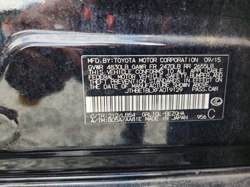 2015 Lexus Gs მანქანა იყიდება აუქციონზე, vin: JTHBE1BLXFA019129, აუქციონის ნომერი: 50963026