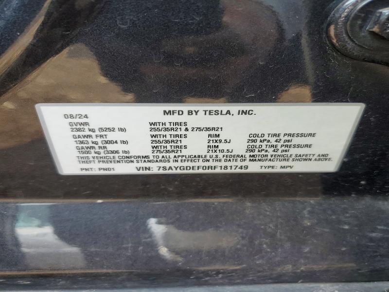 Продаж на аукціоні авто 2024 Tesla Model Y, vin: 7SAYGDEF0RF181749, номер лоту: 47703126