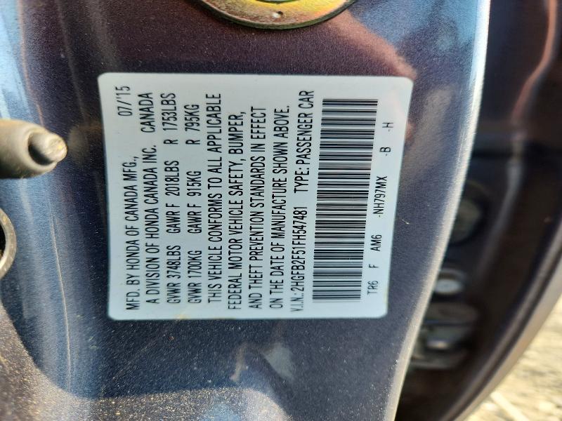 Продажа на аукционе авто 2015 Honda Civic, vin: 2HGFB2F51FH547481, номер лота: 51285586