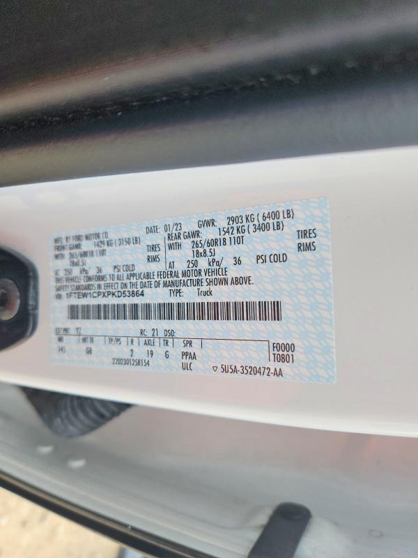 Продажа на аукционе авто 2023 Ford F150, vin: 1FTEW1CPXPKD53864, номер лота: 49492236