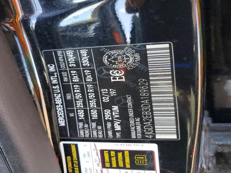 49117856 :رقم المزاد ، 4JGDA2EB3DA189629 vin ، 2013 Mercedes-benz Ml مزاد بيع