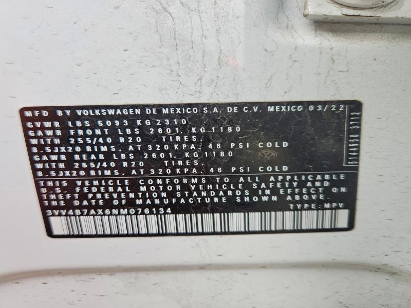 Продаж на аукціоні авто 2022 Volkswagen Tiguan, vin: 3VV4B7AX6NM076134, номер лоту: 48190696