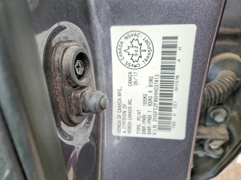 Продаж на аукціоні авто 2017 Honda Civic, vin: 2HGFC2F86HH037413, номер лоту: 48300206