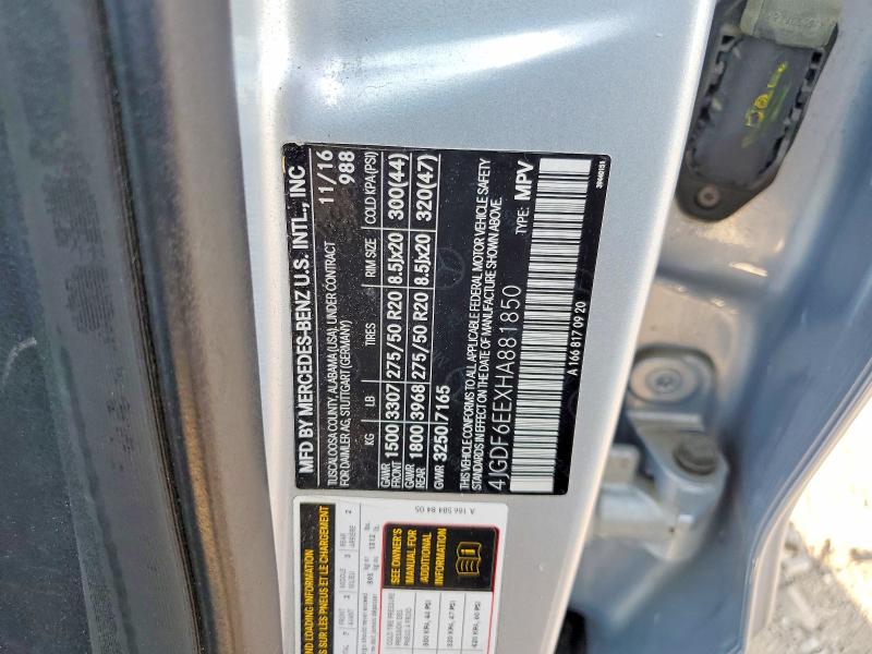 2017 Mercedes-benz Gls მანქანა იყიდება აუქციონზე, vin: 4JGDF6EEXHA881850, აუქციონის ნომერი: 51184216