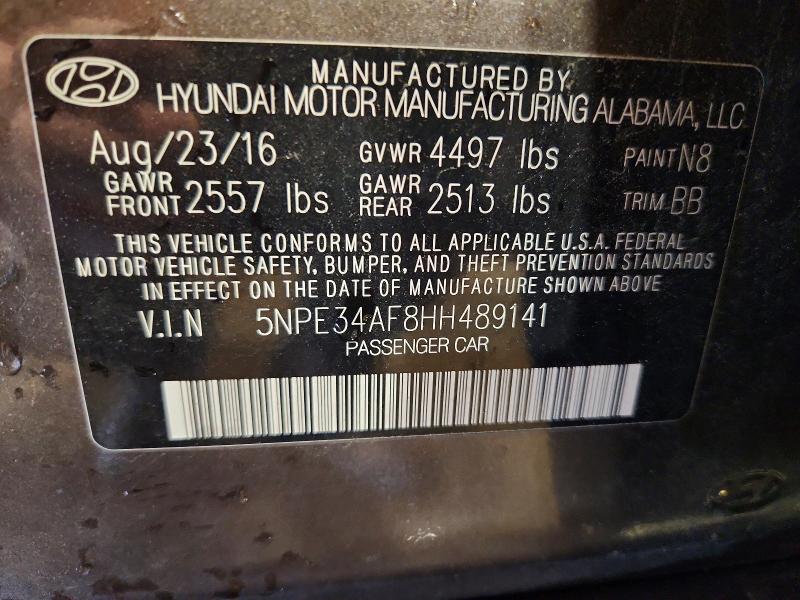 Auction sale of the 2017 Hyundai Sonata, vin: 5NPE34AF8HH489141, lot number: 50135166