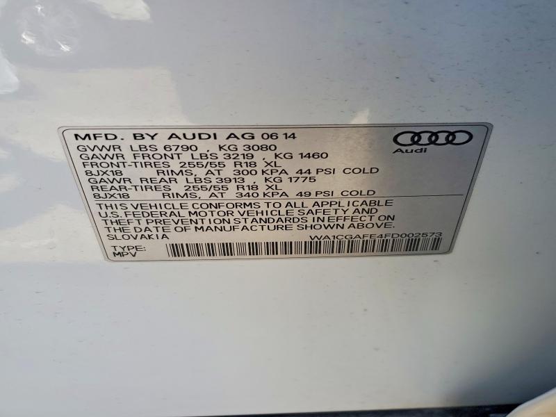 50984706 :رقم المزاد ، WA1CGAFE4FD002573 vin ، 2015 Audi Q7 مزاد بيع