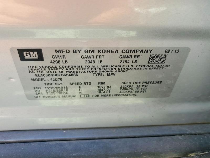 48815276 :رقم المزاد ، KL4CJBSB6EB554086 vin ، 2014 Buick Encore مزاد بيع