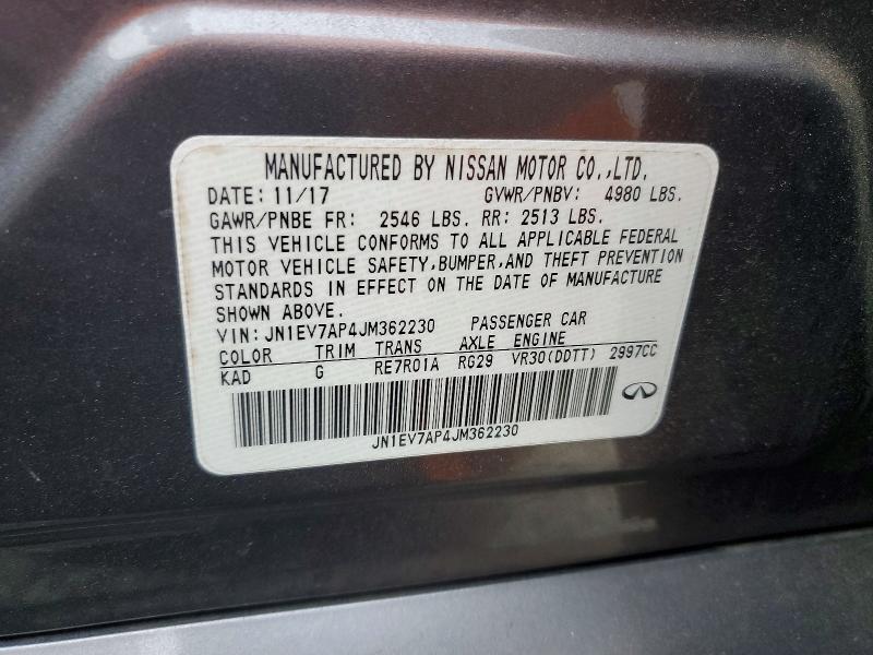 2018 Infiniti Q50 მანქანა იყიდება აუქციონზე, vin: JN1EV7AP4JM362230, აუქციონის ნომერი: 48629026