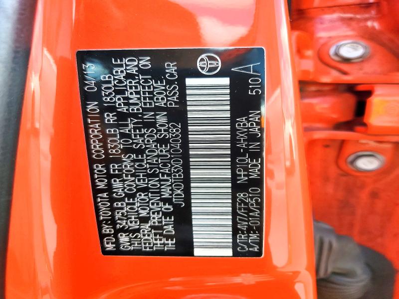 Aukcja sprzedaży 2013 Toyota Prius C, vin: JTDKDTB3XD1040382, numer aukcji: 49659006