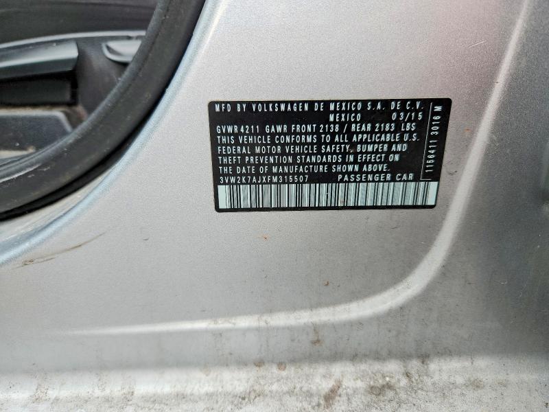 Aukcja sprzedaży 2015 Volkswagen Jetta, vin: 3VW2K7AJXFM315507, numer aukcji: 48629816