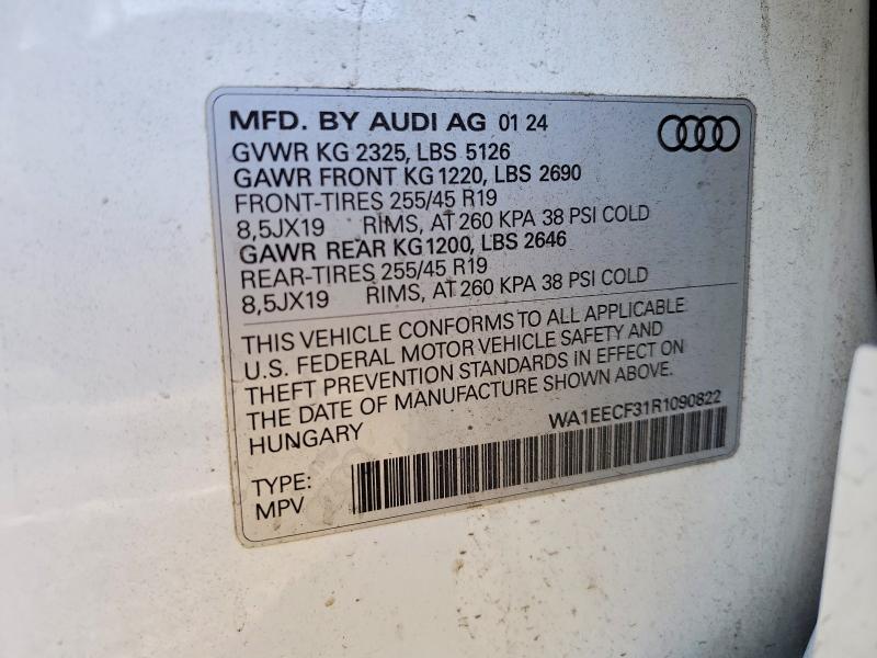 2024 Audi Q3 მანქანა იყიდება აუქციონზე, vin: WA1EECF31R1090822, აუქციონის ნომერი: 49589466