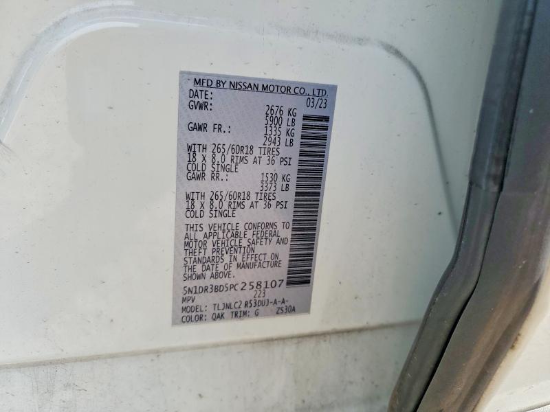 Aukcja sprzedaży 2023 Nissan Pathfinder, vin: 5N1DR3BD5PC258107, numer aukcji: 50696106