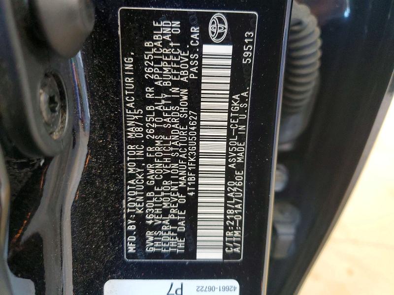 Продажа на аукционе авто 2016 Toyota Camry, vin: 4T1BF1FK3GU504627, номер лота: 51234146