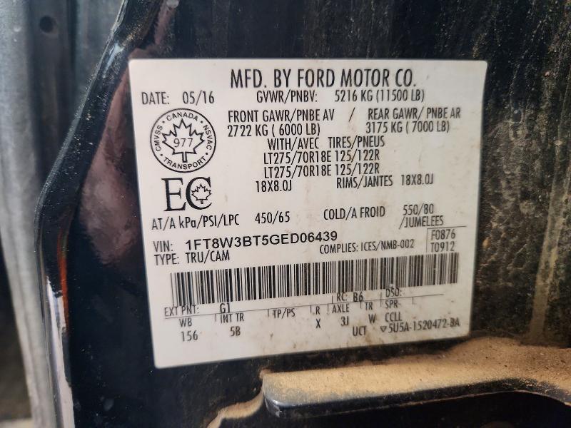48719986 :رقم المزاد ، 1FT8W3BT5GED06439 vin ، 2016 Ford F350 مزاد بيع