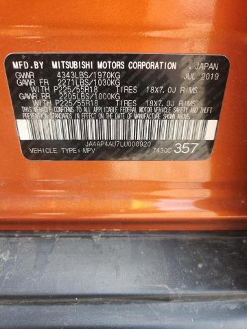 48257756 :رقم المزاد ، JA4AP4AU7LU000920 vin ، 2020 Mitsubishi Outlander Sport مزاد بيع
