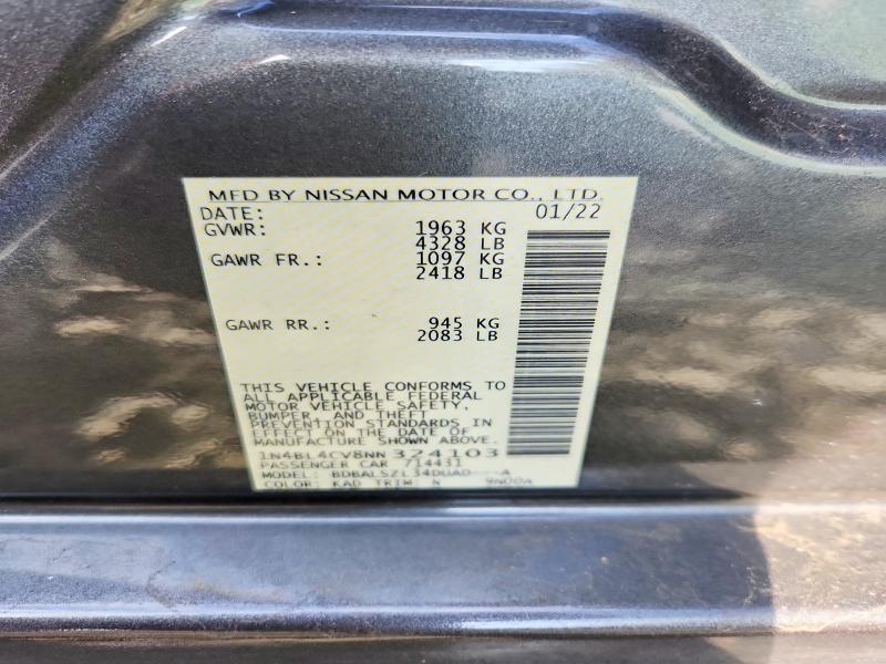 Продажа на аукционе авто 2022 Nissan Altima, vin: 1N4BL4CV8NN324103, номер лота: 47962336