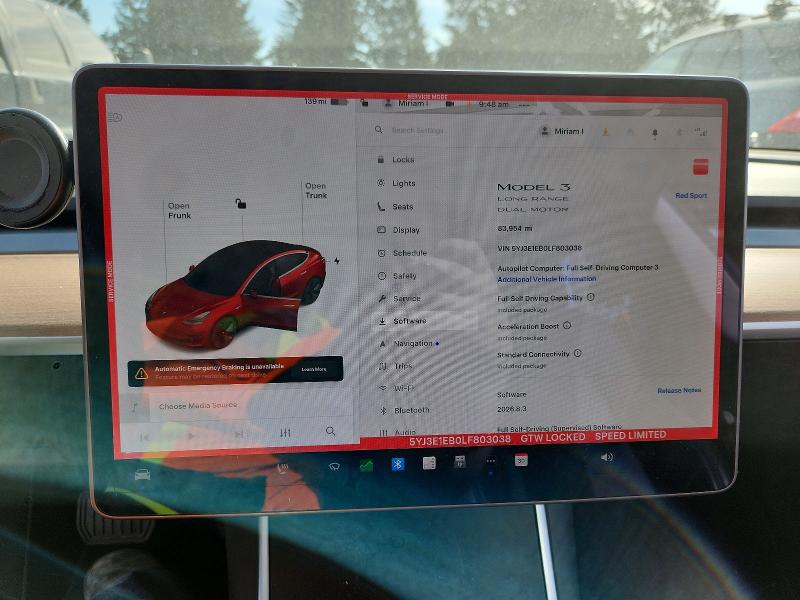 51475666 :رقم المزاد ، 5YJ3E1EB0LF803038 vin ، 2020 Tesla Model 3 مزاد بيع
