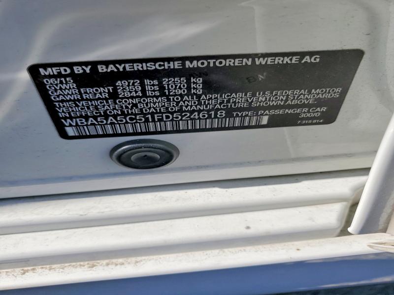 2015 Bmw 528 მანქანა იყიდება აუქციონზე, vin: WBA5A5C51FD524618, აუქციონის ნომერი: 50677946