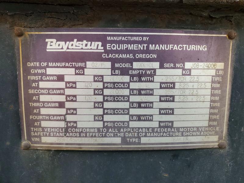 2015 Boyd Trailers მანქანა იყიდება აუქციონზე, vin: 1B9FC4520FP275006, აუქციონის ნომერი: 51923736