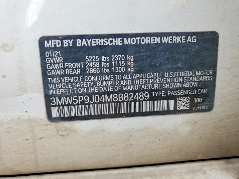 51372396 :رقم المزاد ، 3MW5P9J04M8B82489 vin ، 2021 Bmw 330xe مزاد بيع
