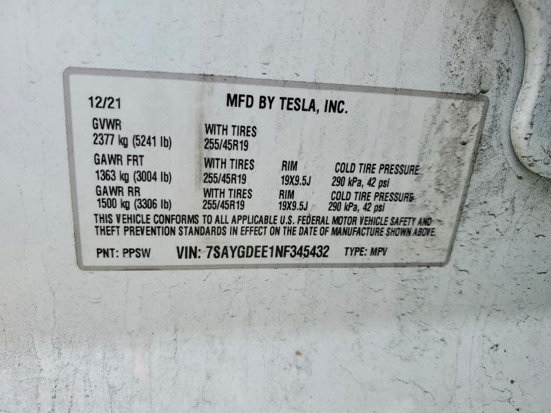 Продаж на аукціоні авто 2022 Tesla Model Y, vin: 7SAYGDEE1NF345432, номер лоту: 48684956