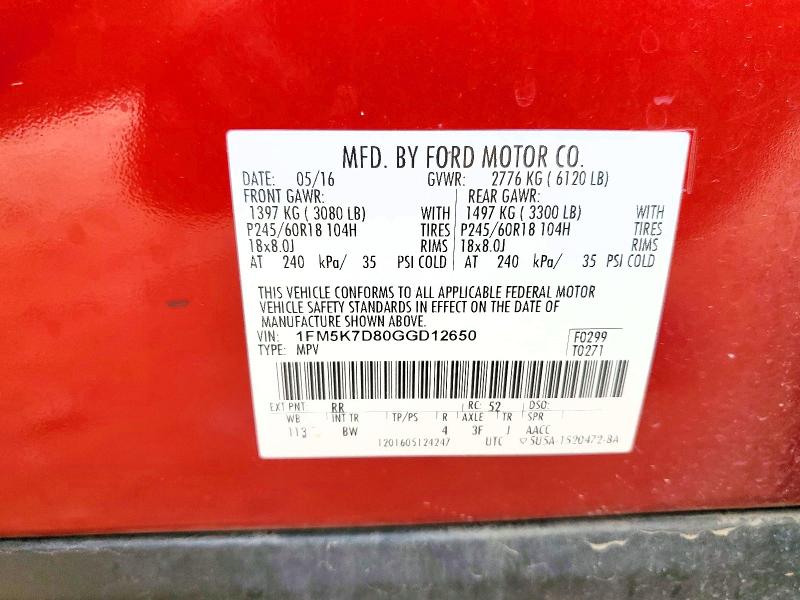 Aukcja sprzedaży 2016 Ford Explorer, vin: 1FM5K7D80GGD12650, numer aukcji: 51153066