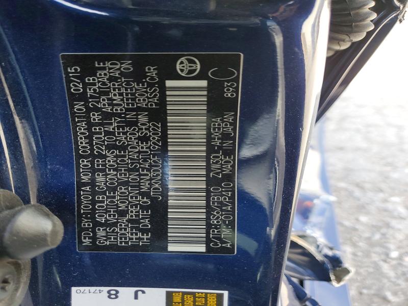 51653836 :رقم المزاد ، JTDKN3DU2F1929022 vin ، 2015 Toyota Prius مزاد بيع