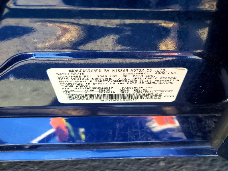 Продаж на аукціоні авто 2019 Infiniti Q50, vin: JN1EV7AP8KM540917, номер лоту: 50918046