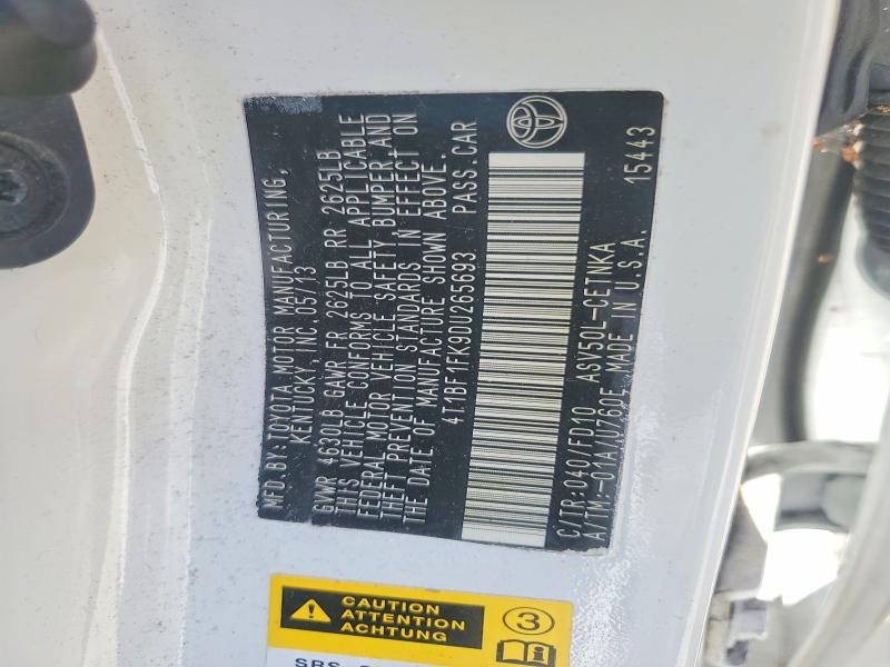2013 Toyota Camry მანქანა იყიდება აუქციონზე, vin: 4T1BF1FK9DU265693, აუქციონის ნომერი: 51112516