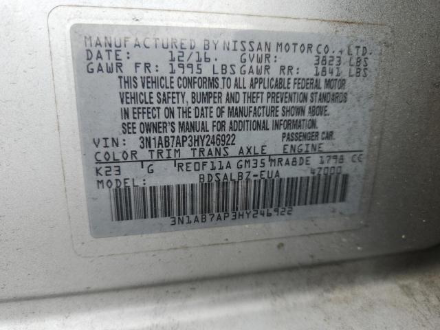 Aukcja sprzedaży 2017 Nissan Sentra, vin: 3N1AB7AP3HY246922, numer aukcji: 48676956