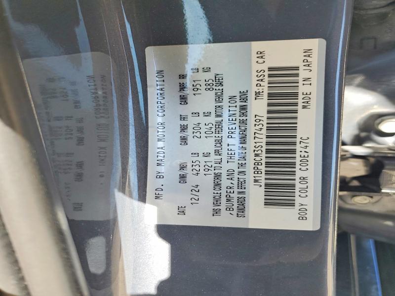 Aukcja sprzedaży 2025 Mazda 3, vin: JM1BPBCM3S1774397, numer aukcji: 48826226