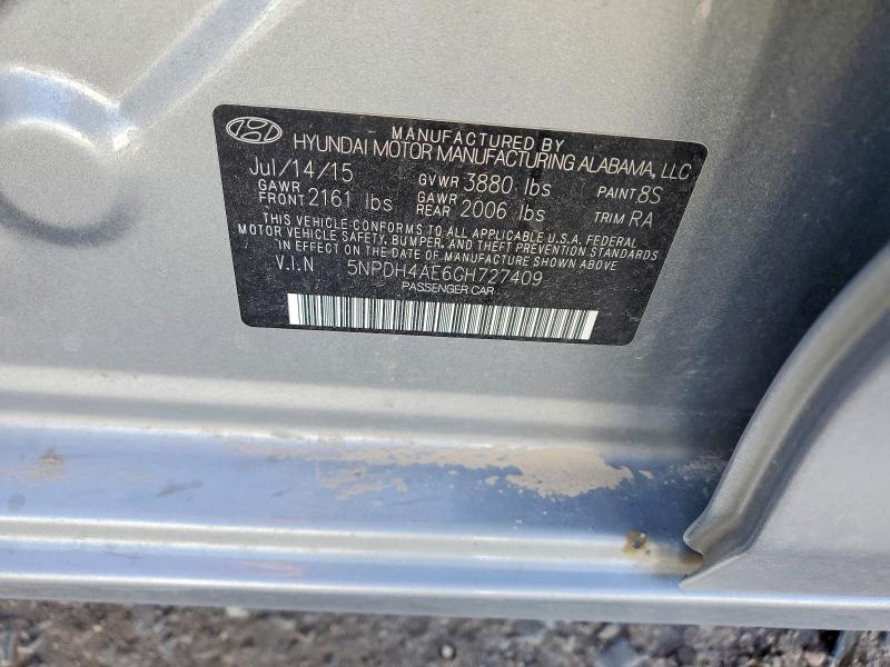 Продажа на аукционе авто 2016 Hyundai Elantra, vin: 5NPDH4AE6GH727409, номер лота: 51241436