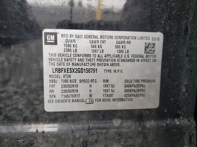 Продаж на аукціоні авто 2016 Buick Envision, vin: LRBFXESX2GD158791, номер лоту: 50489566