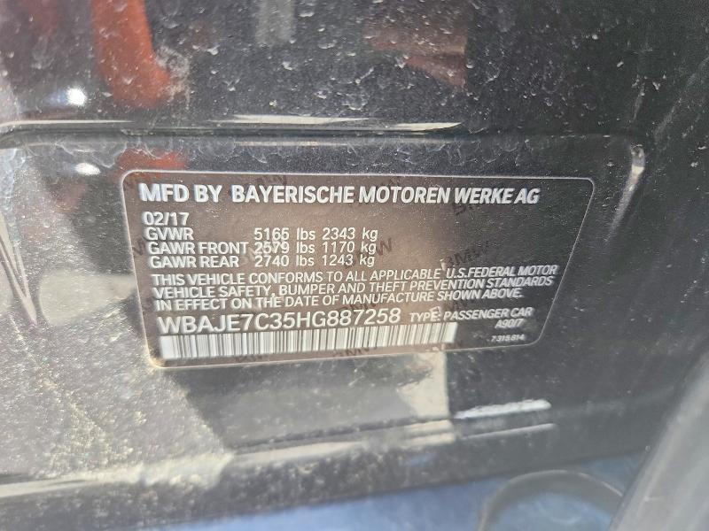 Продаж на аукціоні авто 2017 Bmw 540, vin: WBAJE7C35HG887258, номер лоту: 51516496