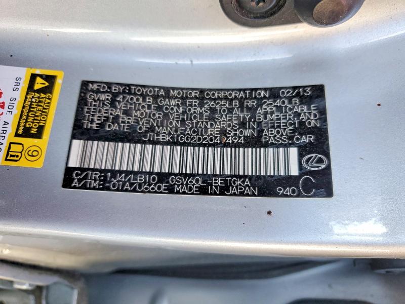 Aukcja sprzedaży 2013 Lexus Es 350, vin: JTHBK1GG2D2049494, numer aukcji: 49004136